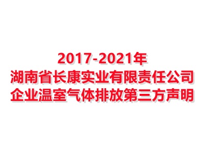 湖南省yl8cc永利实业有限责任公司2017-2021年企业温室气体排放第三方声明